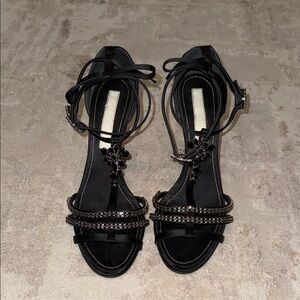 Christian Lacroix Black Embellished Sandals